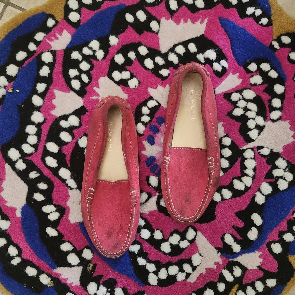 M. Gemi Italian Women's Red Pink Suede Loafers 8.5